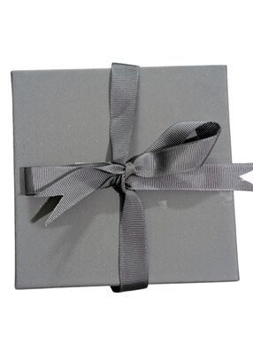 Vera Wang Gray Ring Holder Box with Grosgrain Ribbon